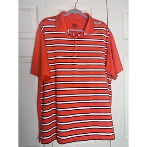 Slazenger Men's Golf Polo Shirt Short Sleeve Orange, White Strips Size XL